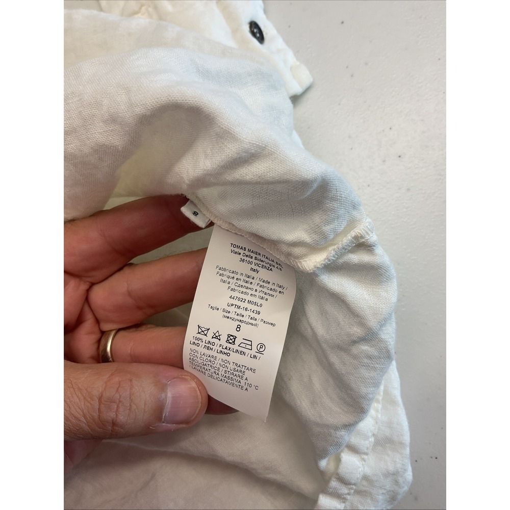 Tomas Maier Ivory Italy 100% linen drop waist shirt midi dress minimalist 8 - Picture 6 of 10